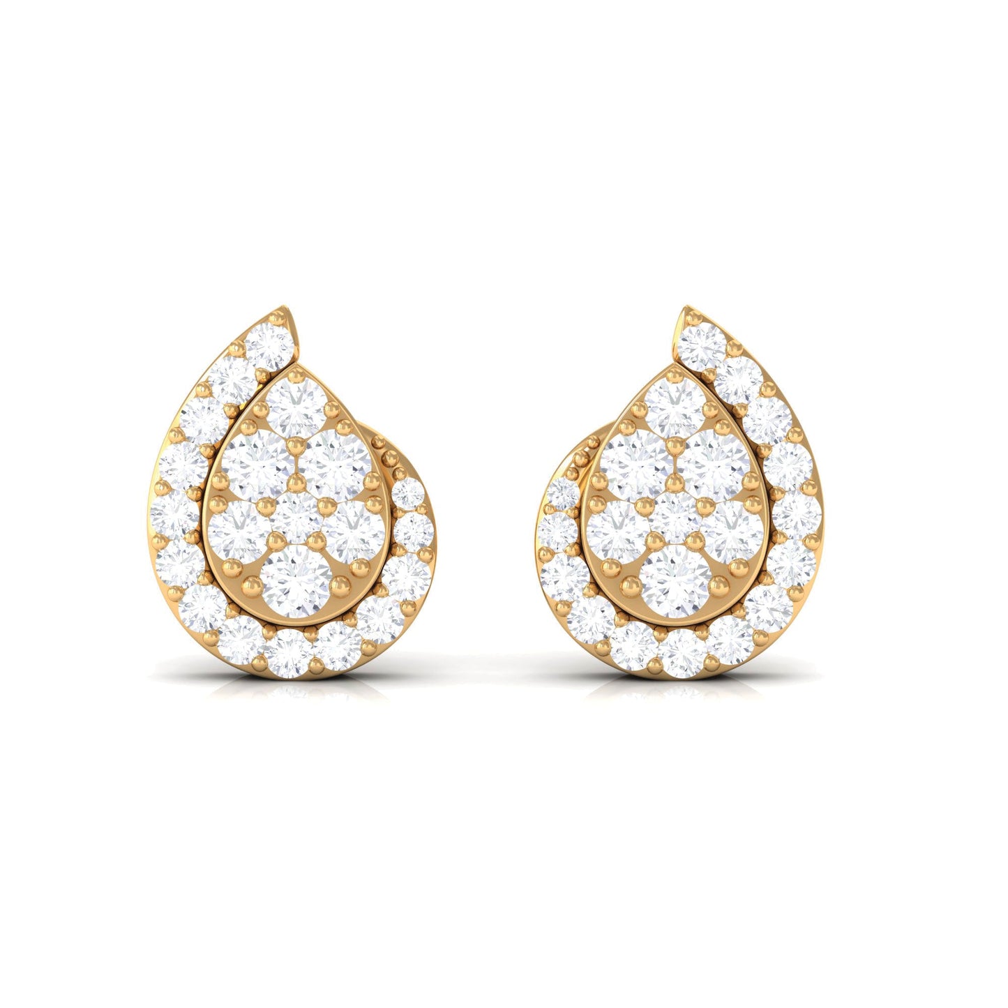 Real Diamond Designer Teardrop Stud Earrings