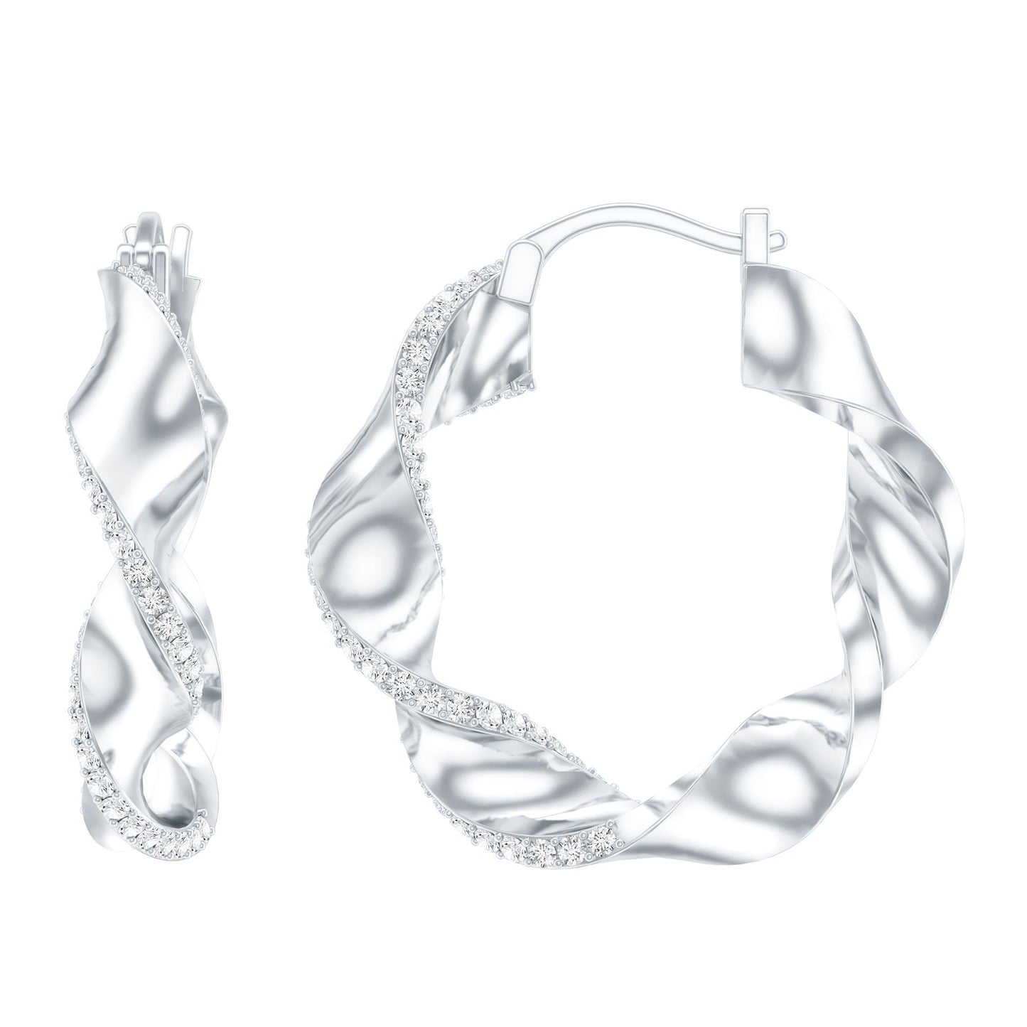 Lab Grown Diamond Twisted Hoop Earrings with Snap Back