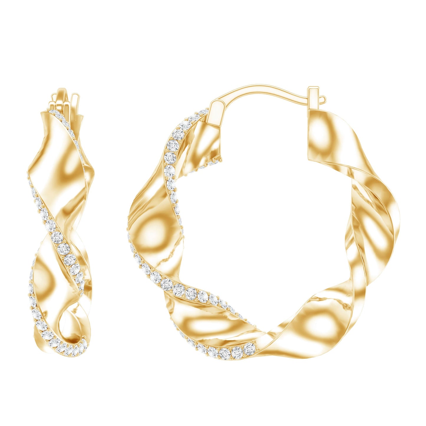 Lab Grown Diamond Twisted Hoop Earrings with Snap Back