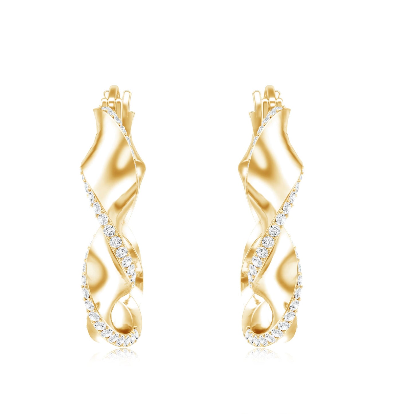 Lab Grown Diamond Twisted Hoop Earrings with Snap Back