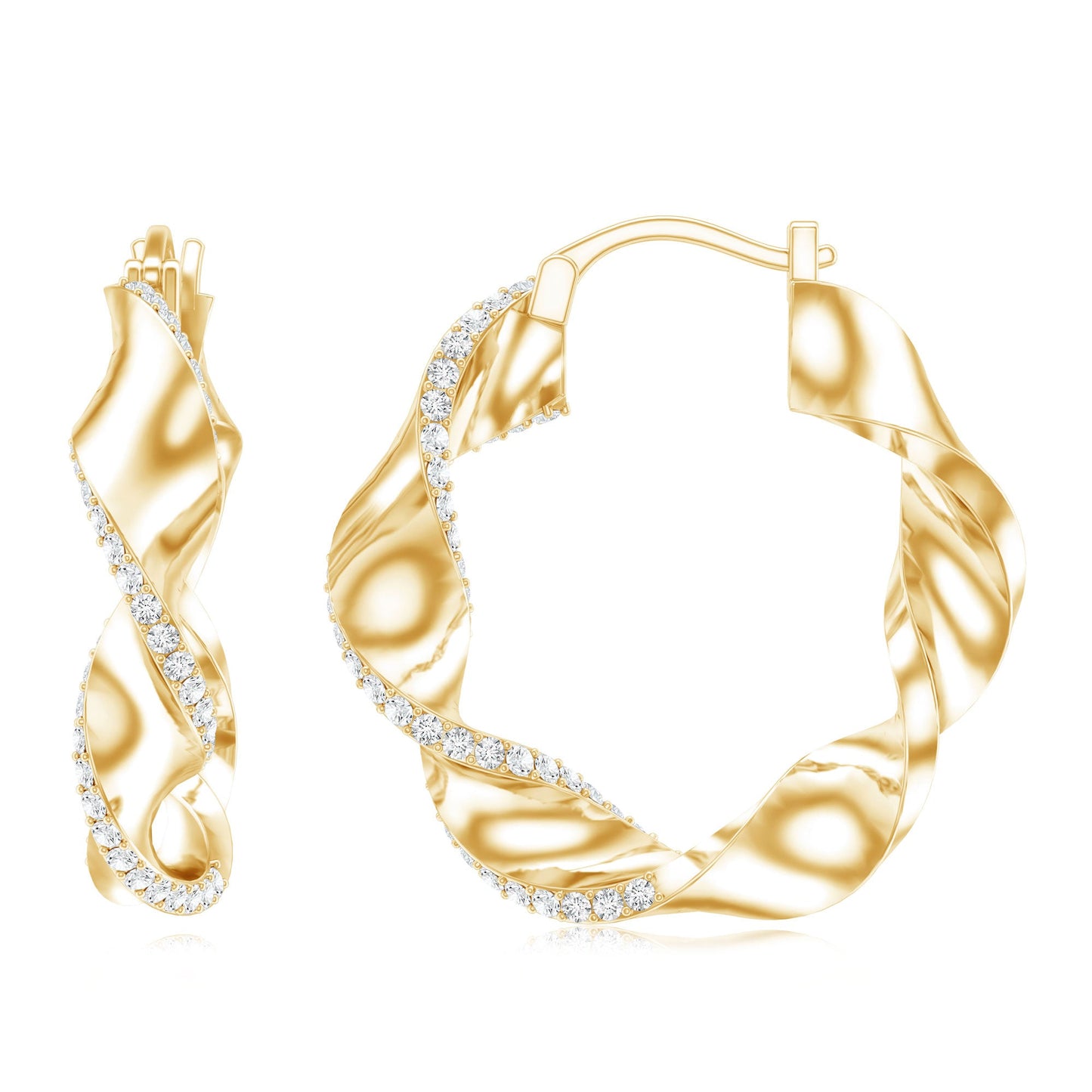 Lab Grown Diamond Twisted Hoop Earrings with Snap Back