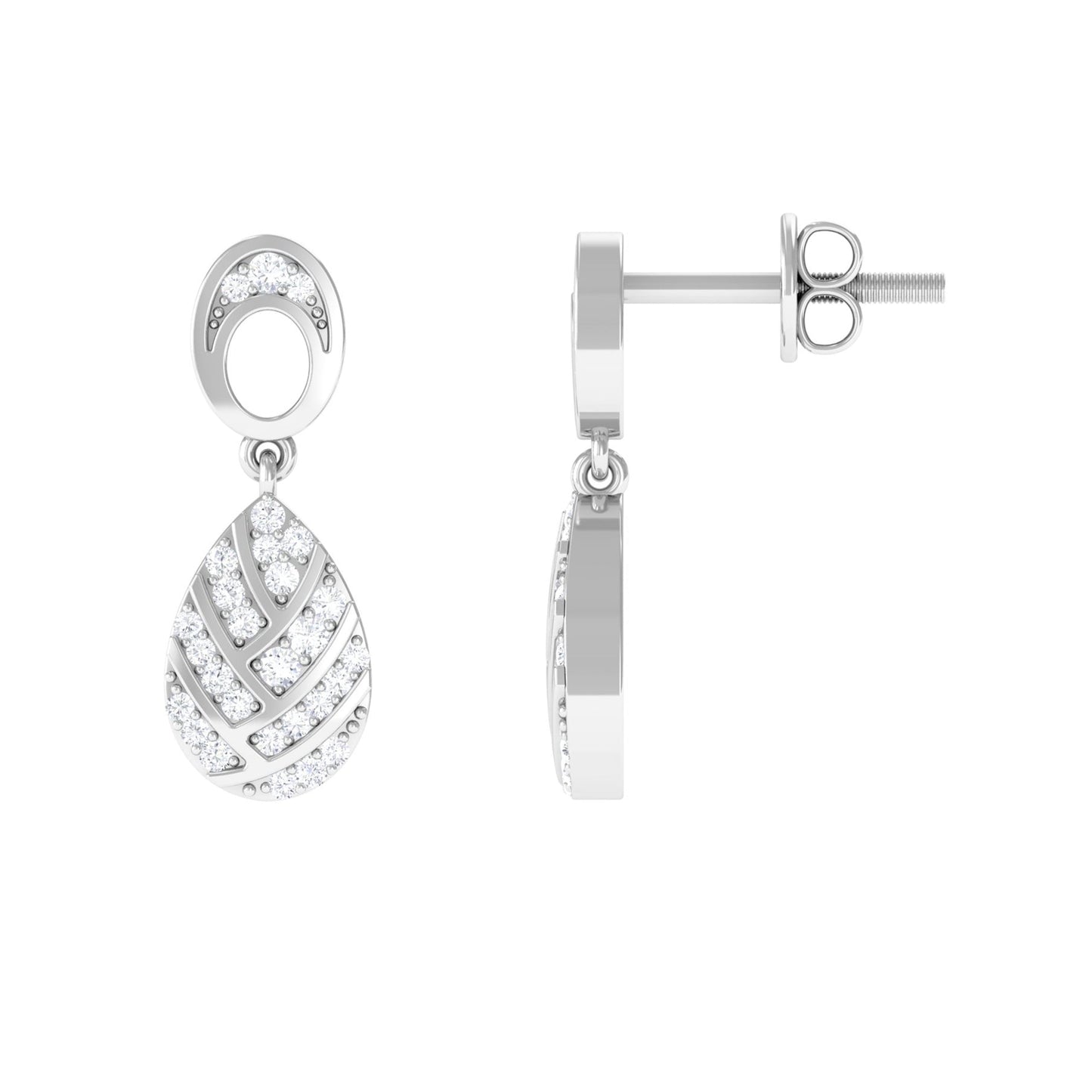 Certified Real Diamond Teardrop Earrings with Screw Back