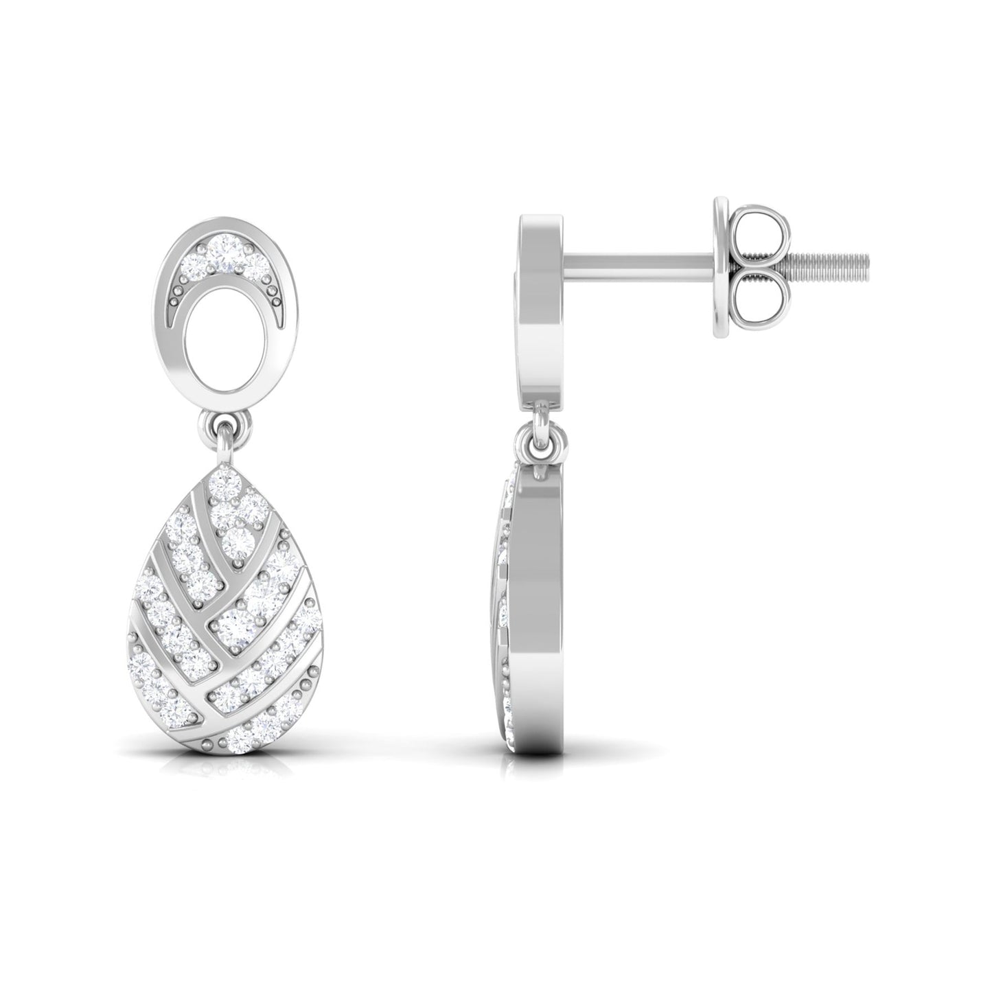 Certified Real Diamond Teardrop Earrings with Screw Back