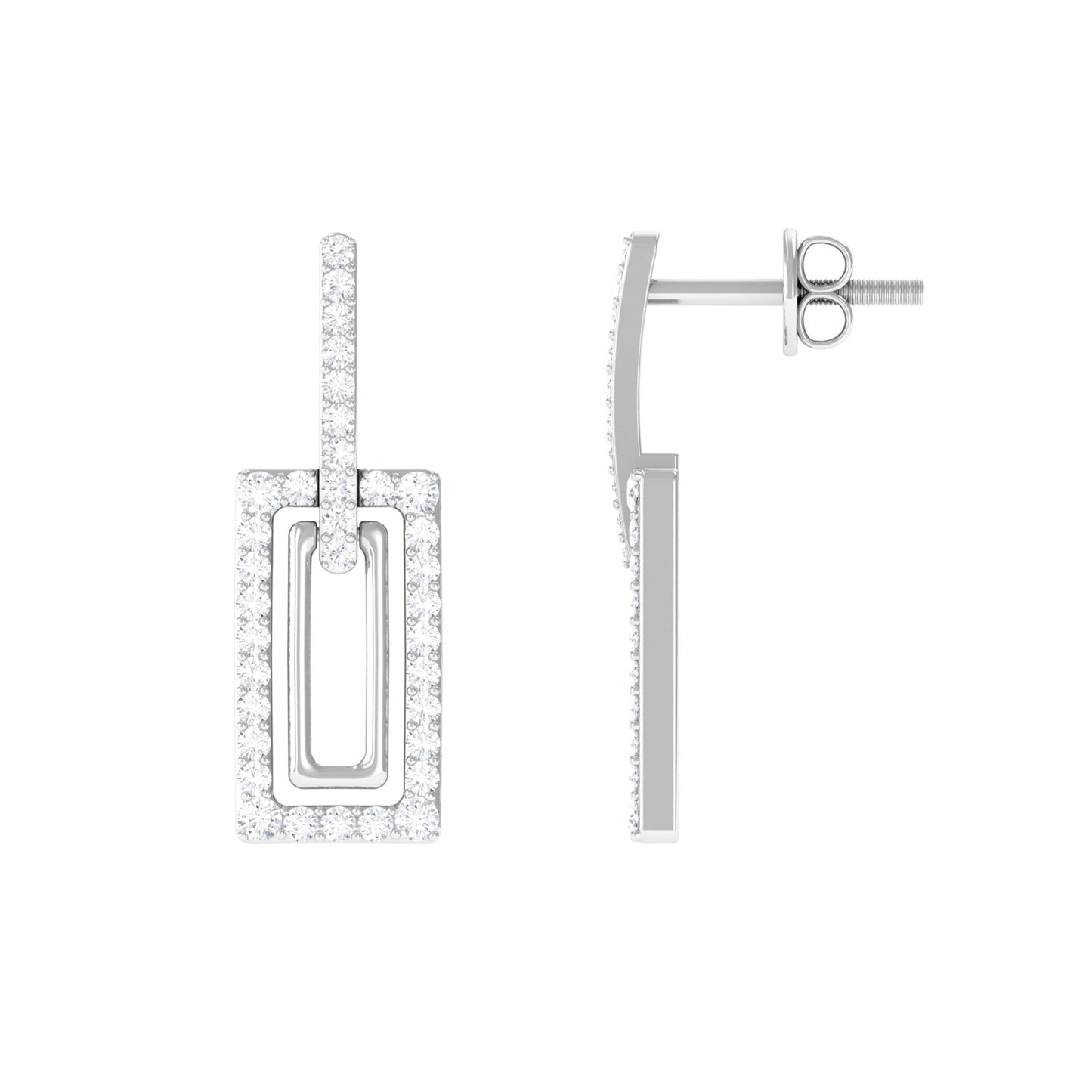 Certified Moissanite Rectangle Shape Dangle Earrings