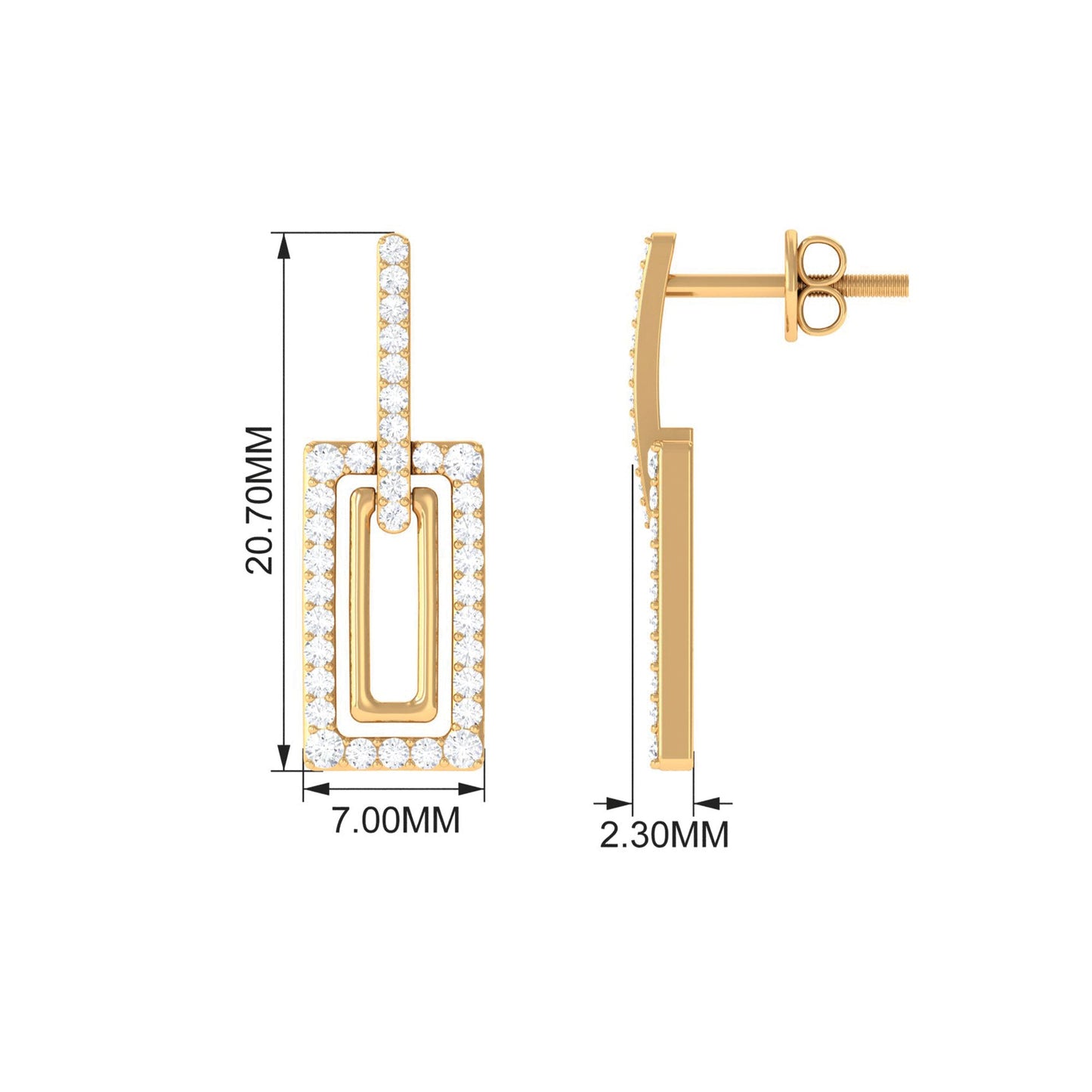 Certified Moissanite Rectangle Shape Dangle Earrings