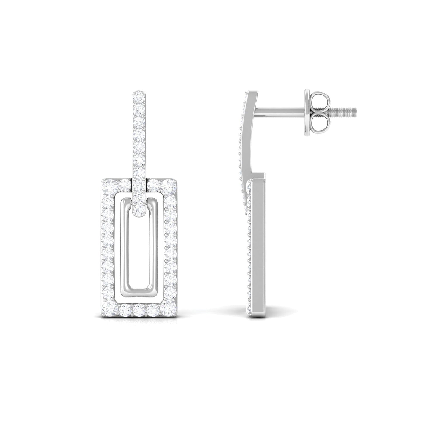 Certified Moissanite Rectangle Shape Dangle Earrings