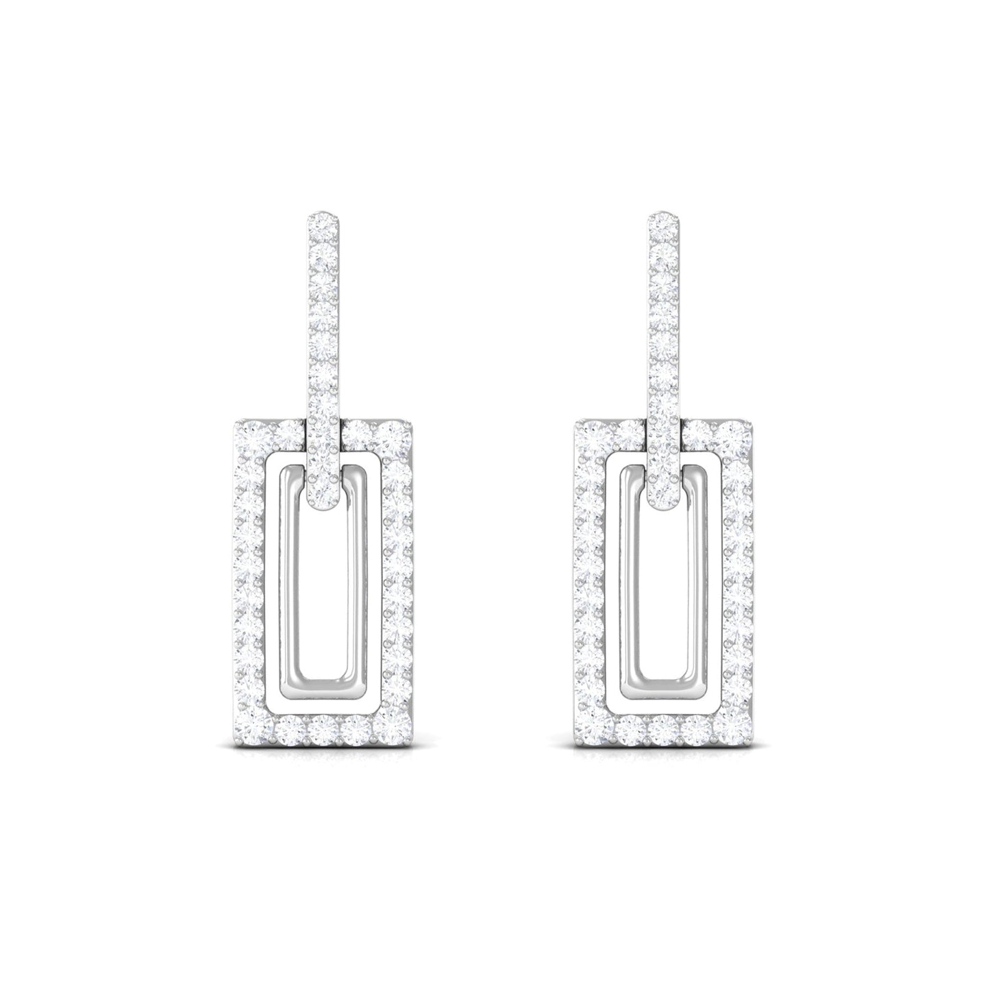 Certified Moissanite Rectangle Shape Dangle Earrings