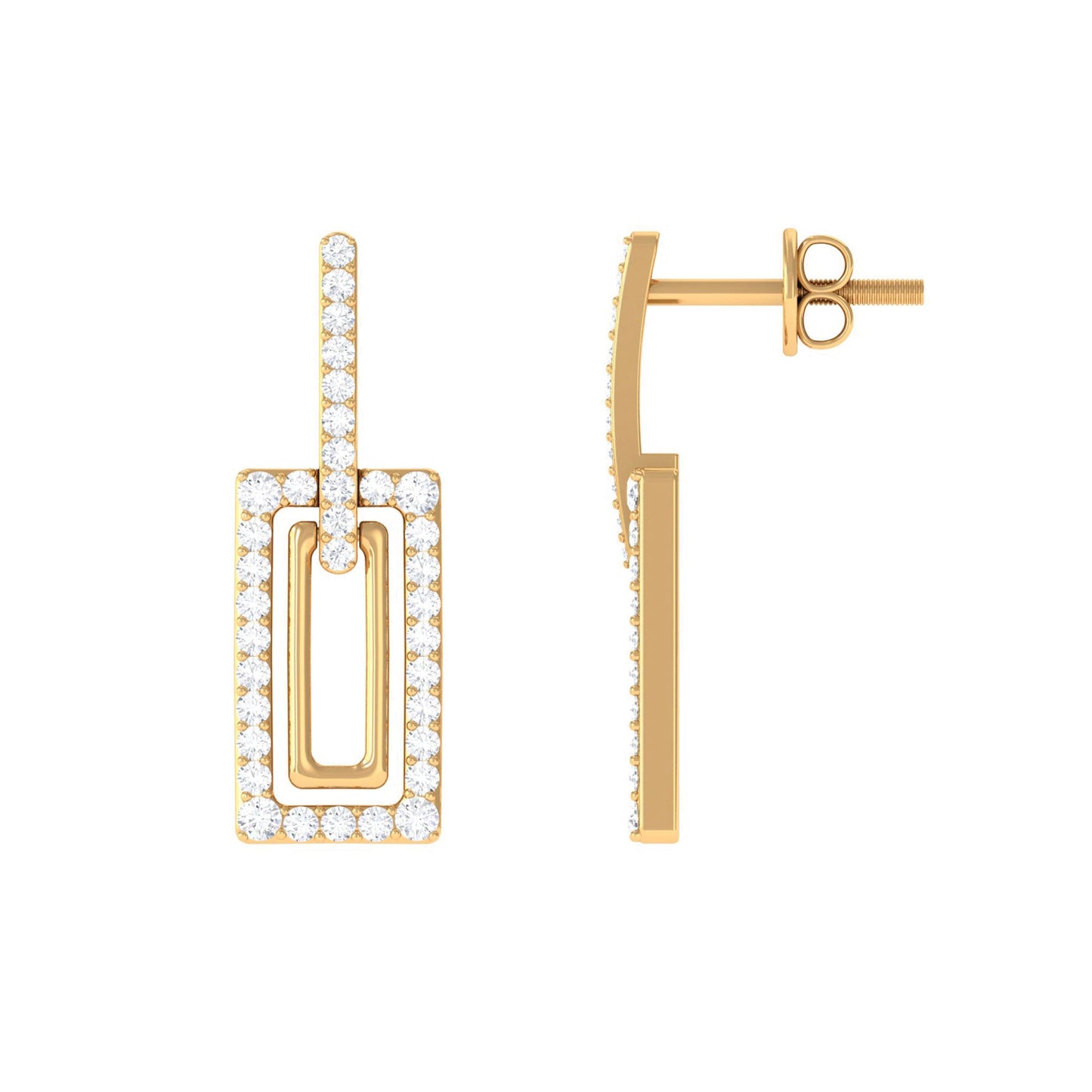 Certified Moissanite Rectangle Shape Dangle Earrings