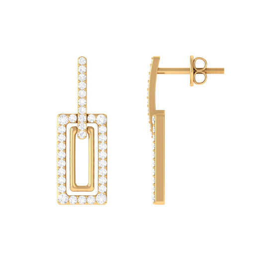 Certified Moissanite Rectangle Shape Dangle Earrings
