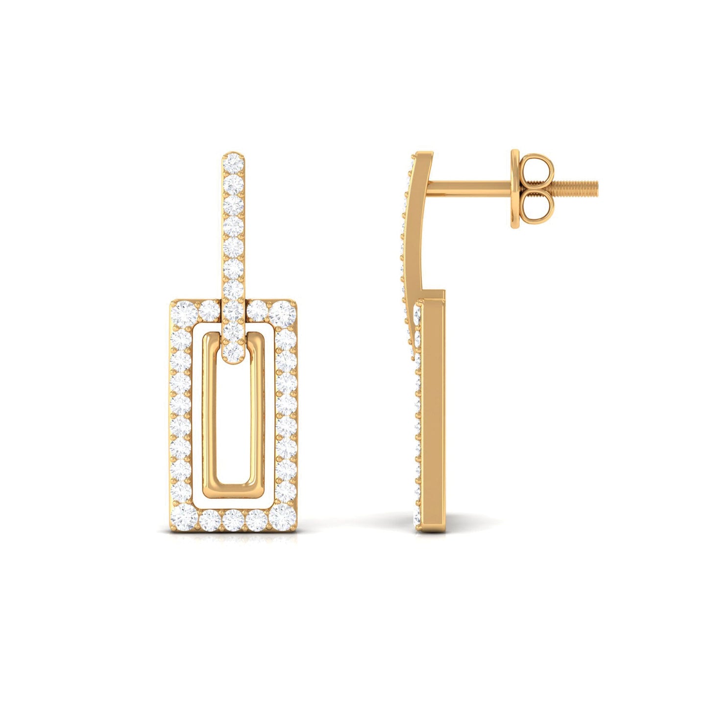 Certified Moissanite Rectangle Shape Dangle Earrings