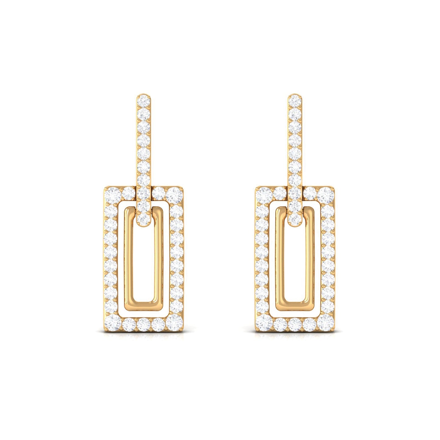 Certified Moissanite Rectangle Shape Dangle Earrings