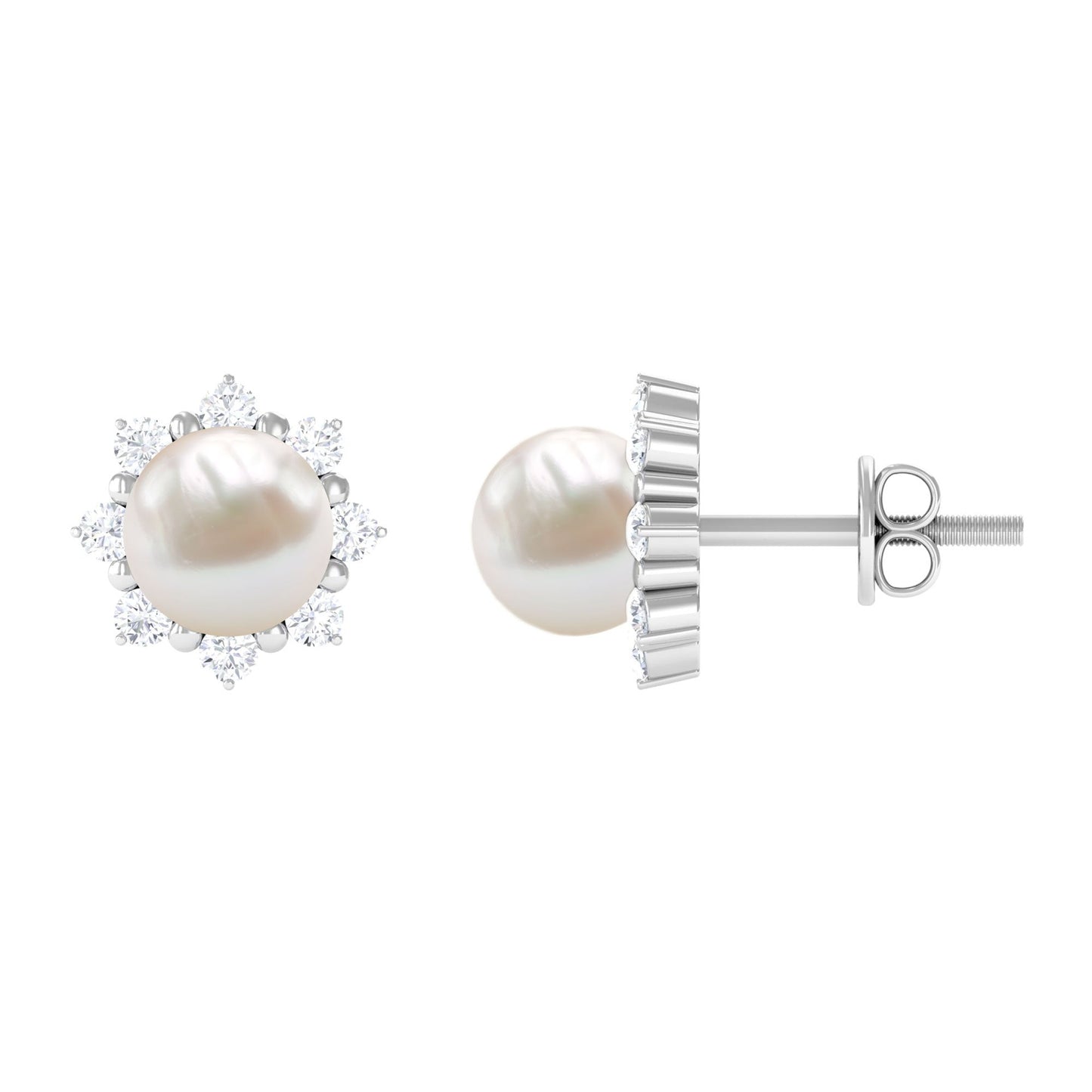 Freshwater Cultured Pearl Earrings with Diamond