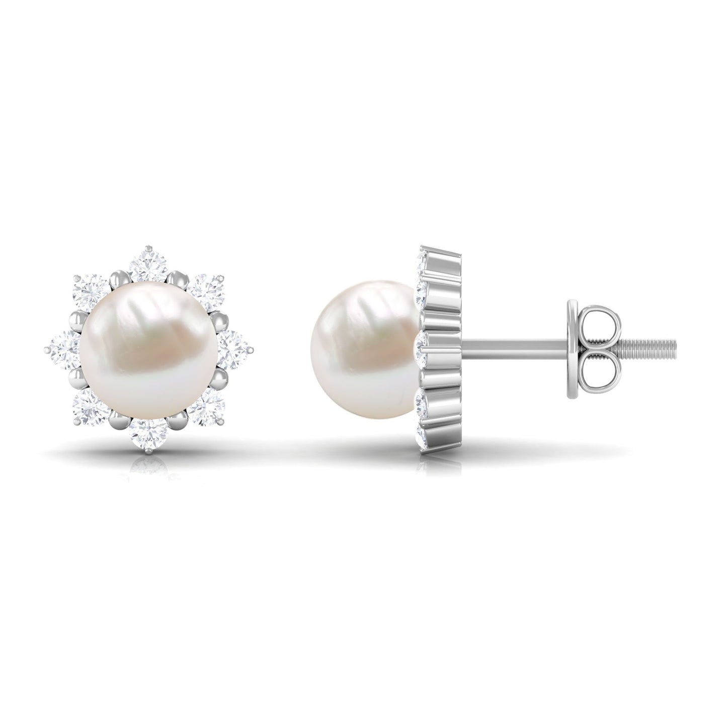 Freshwater Cultured Pearl Earrings with Diamond