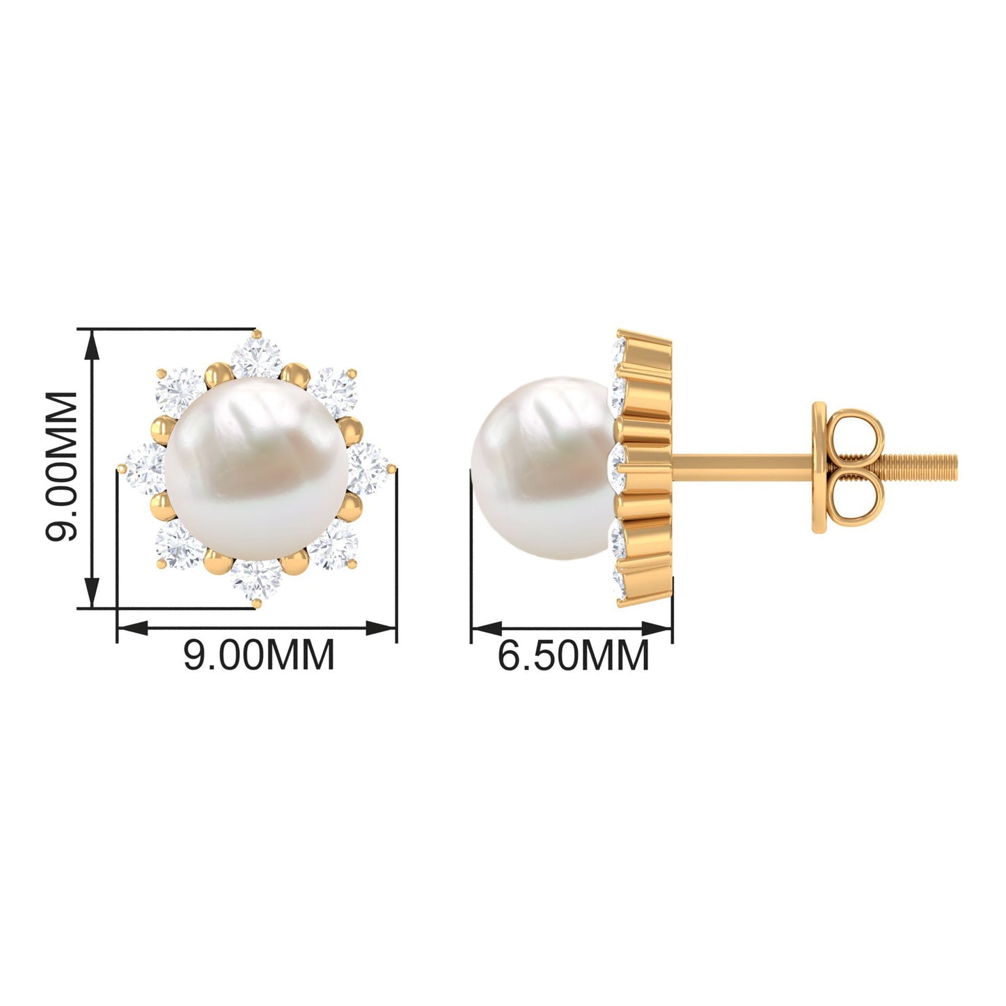 Freshwater Cultured Pearl Earrings with Diamond