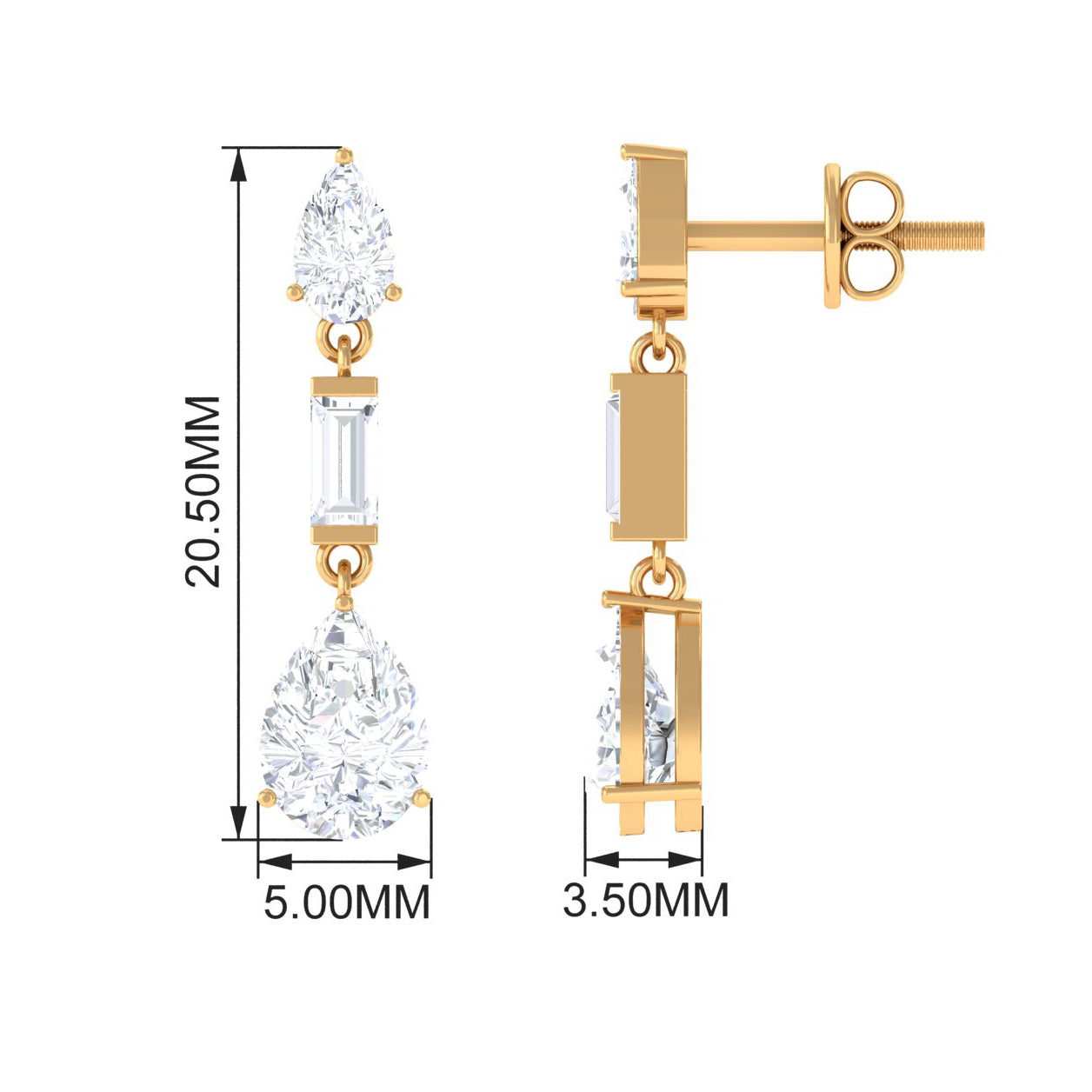 Certified Moissanite Dangle Earrings for Bride