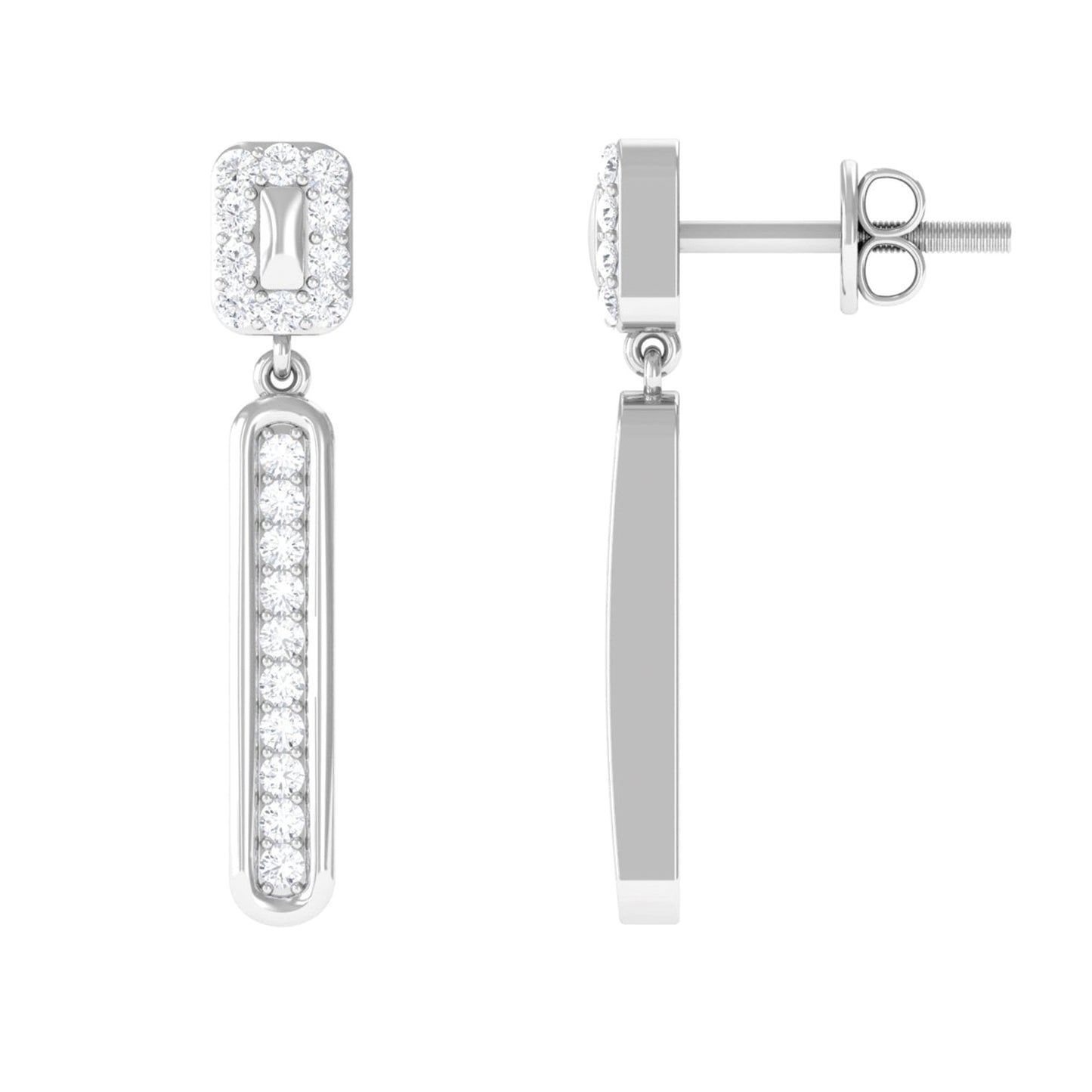 Certified Moissanite Bar Dangle Earrings for Women