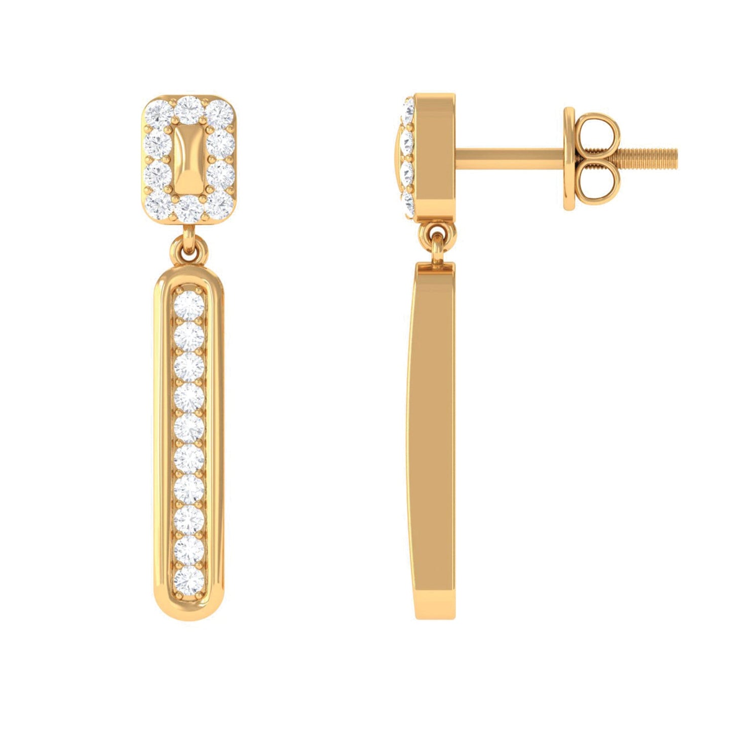 Certified Moissanite Bar Dangle Earrings for Women