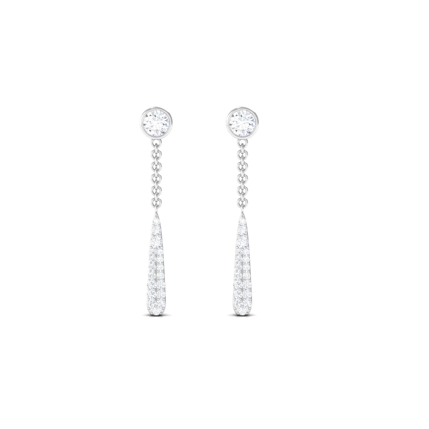 Certified Moissanite Chain Dangle Earrings with Screw Back