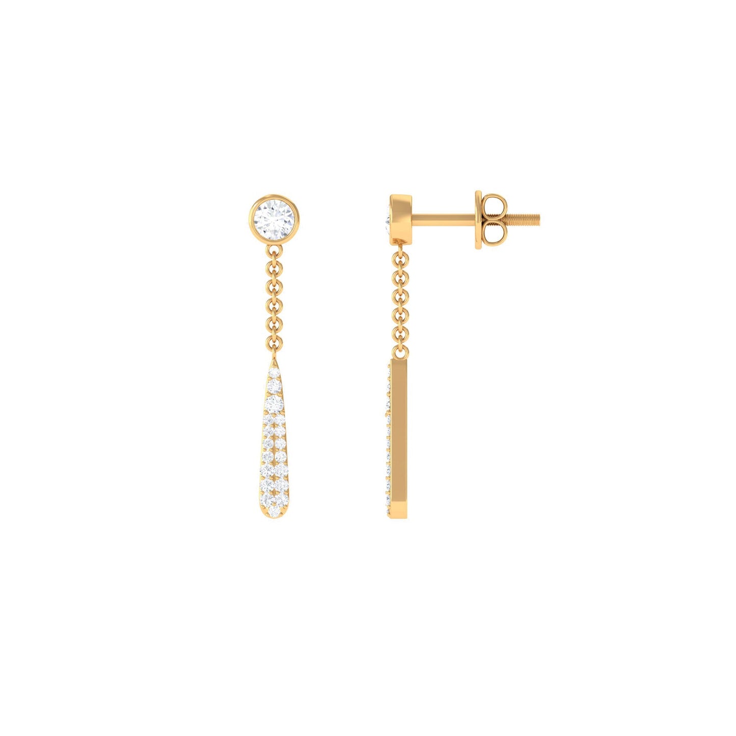 Certified Moissanite Chain Dangle Earrings with Screw Back