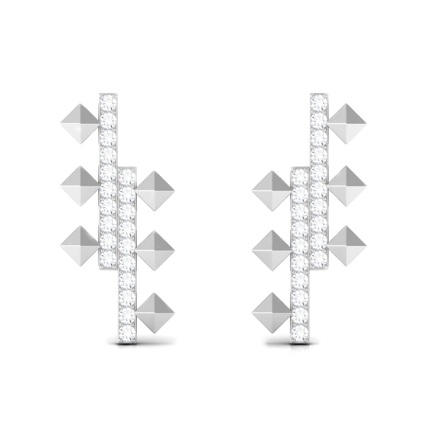 Art Deco Inspired Pave Moissanite Bar Stud Earrings