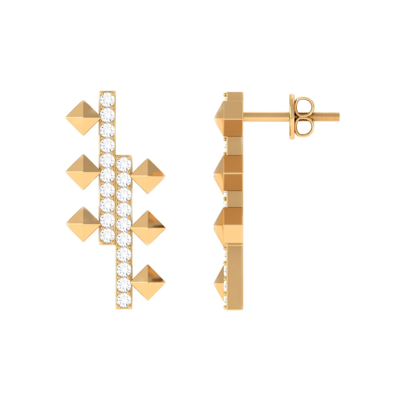 Art Deco Inspired Pave Moissanite Bar Stud Earrings