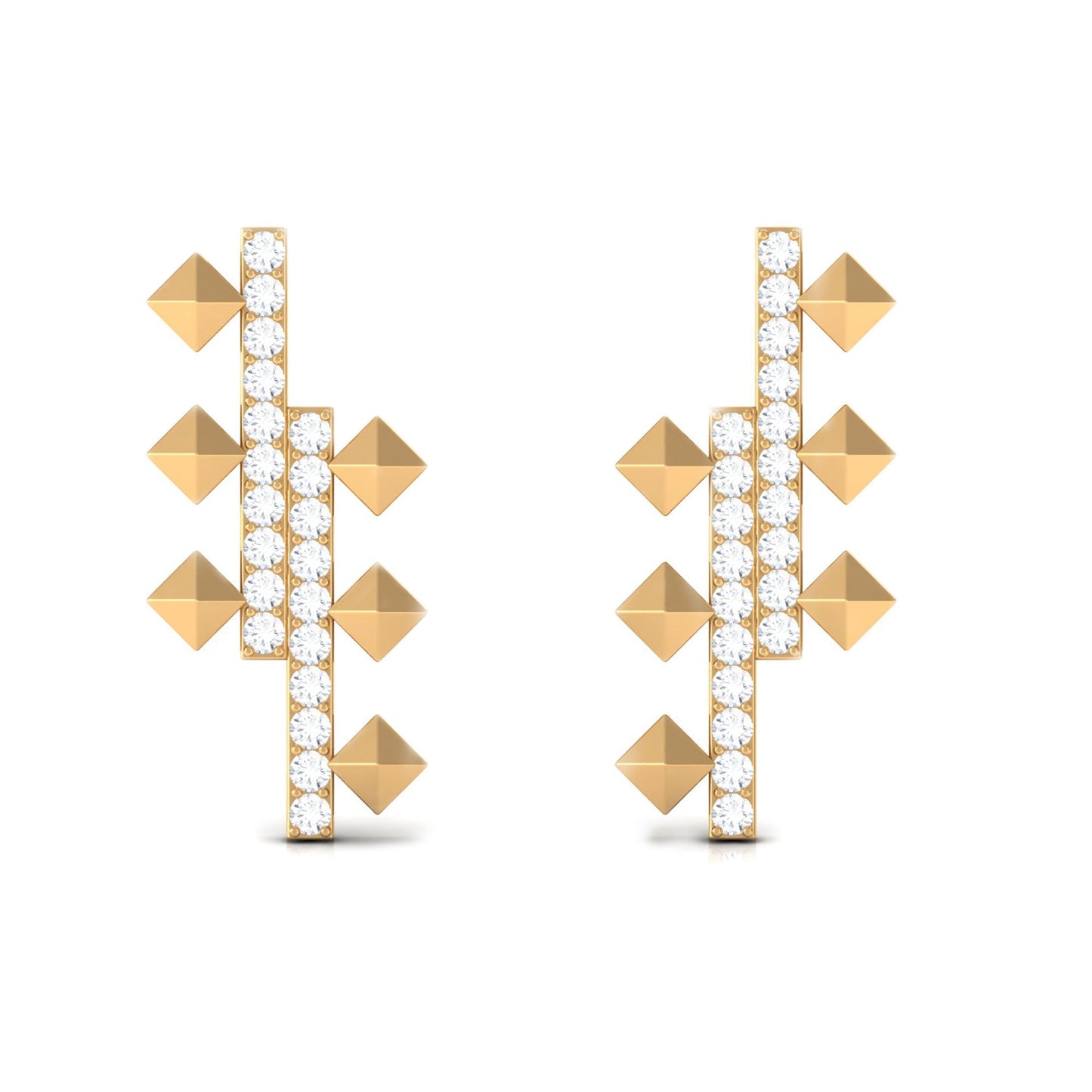 Art Deco Inspired Pave Moissanite Bar Stud Earrings