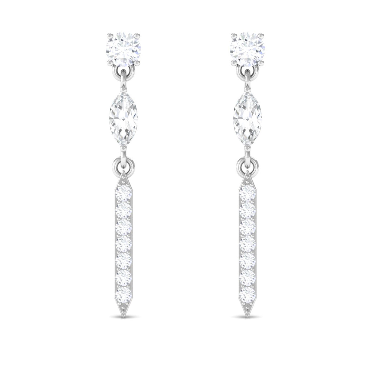 Moissanite Minimal Dangle Earrings with Screw Back