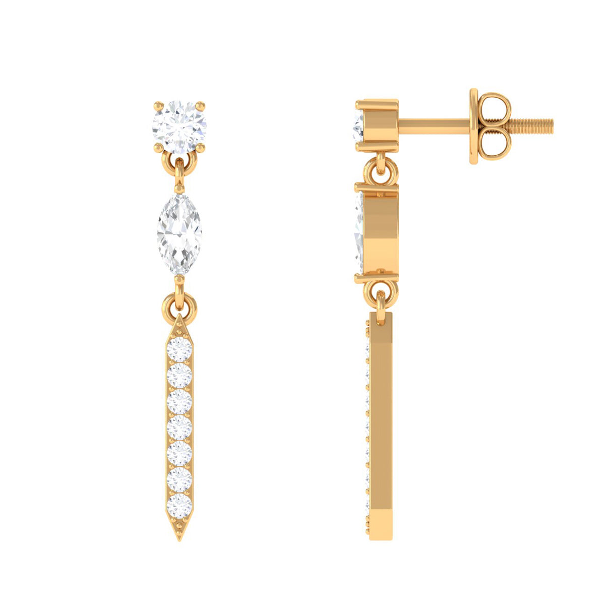 Moissanite Minimal Dangle Earrings with Screw Back