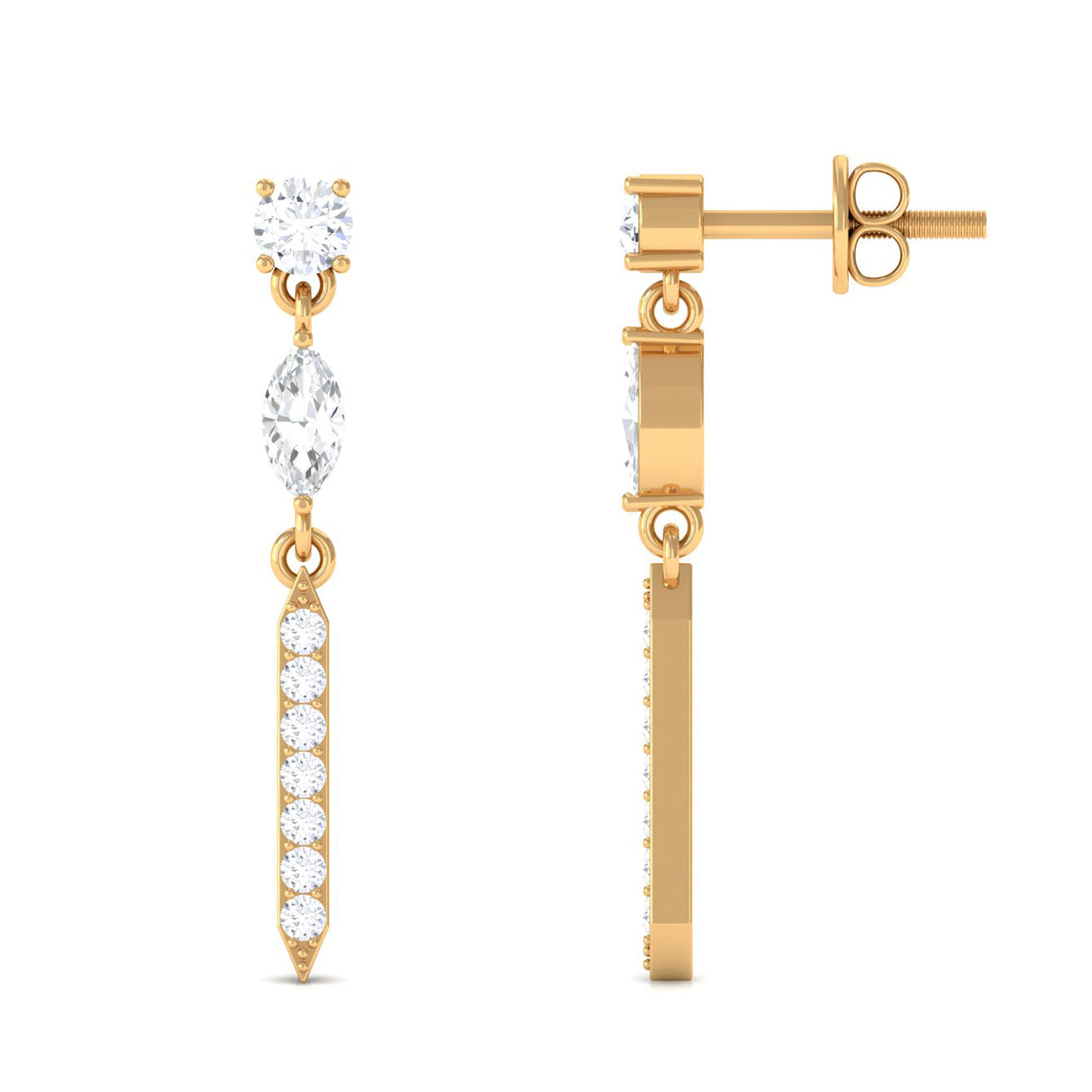 Moissanite Minimal Dangle Earrings with Screw Back
