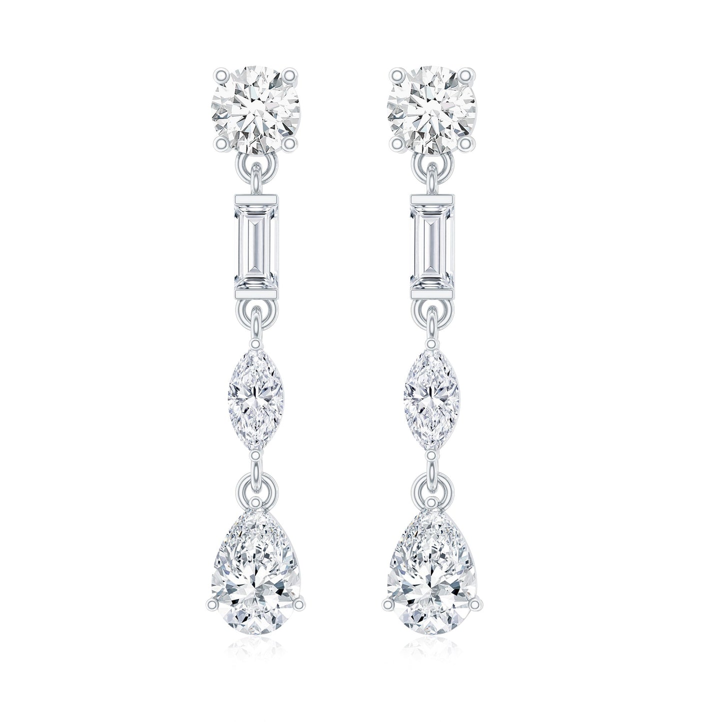 Certified Moissanite Wedding Dangle Earrings For Bride