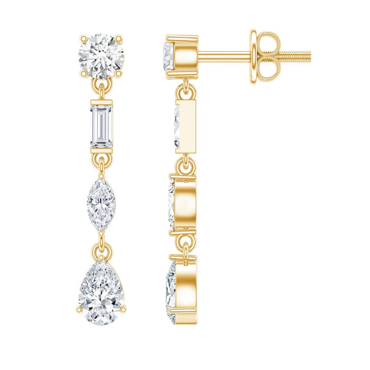 Certified Moissanite Wedding Dangle Earrings For Bride