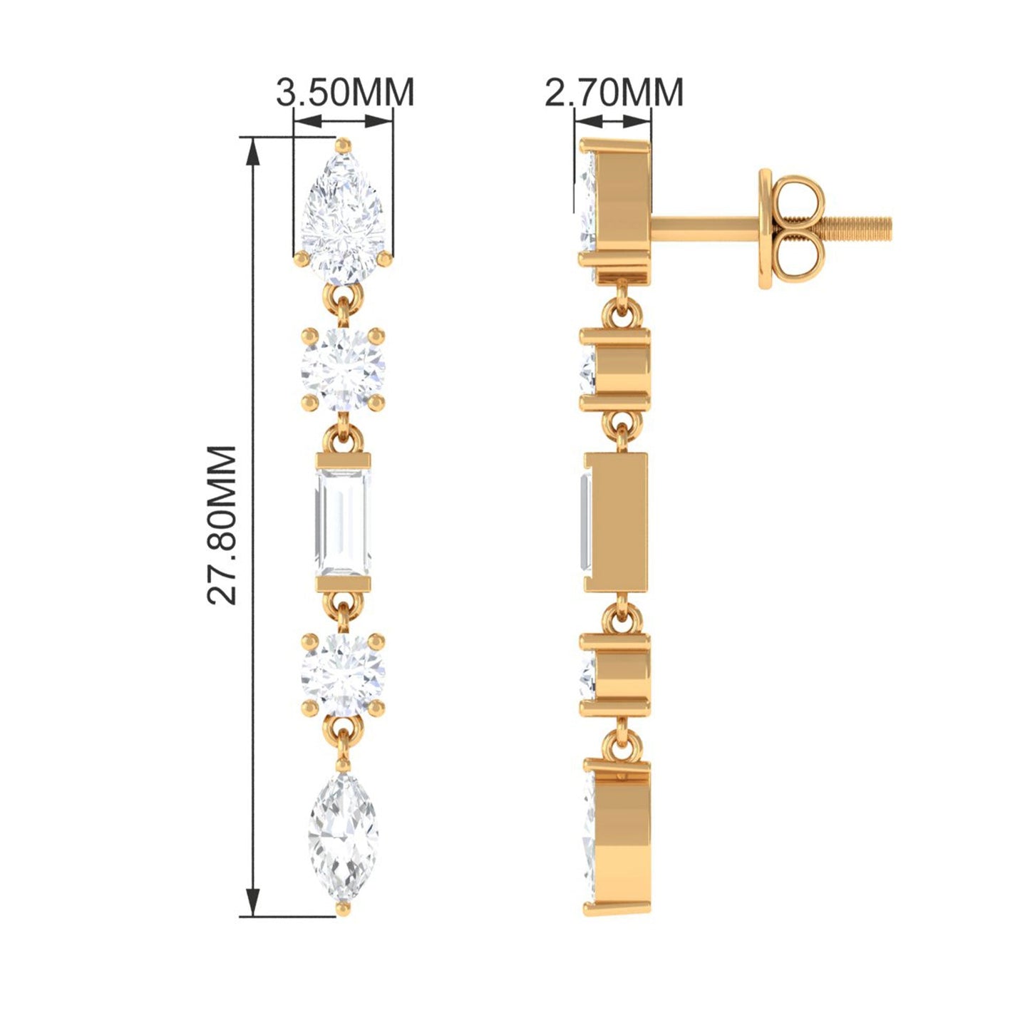 Certified Moissanite Bridal Dangle Earrings for Women