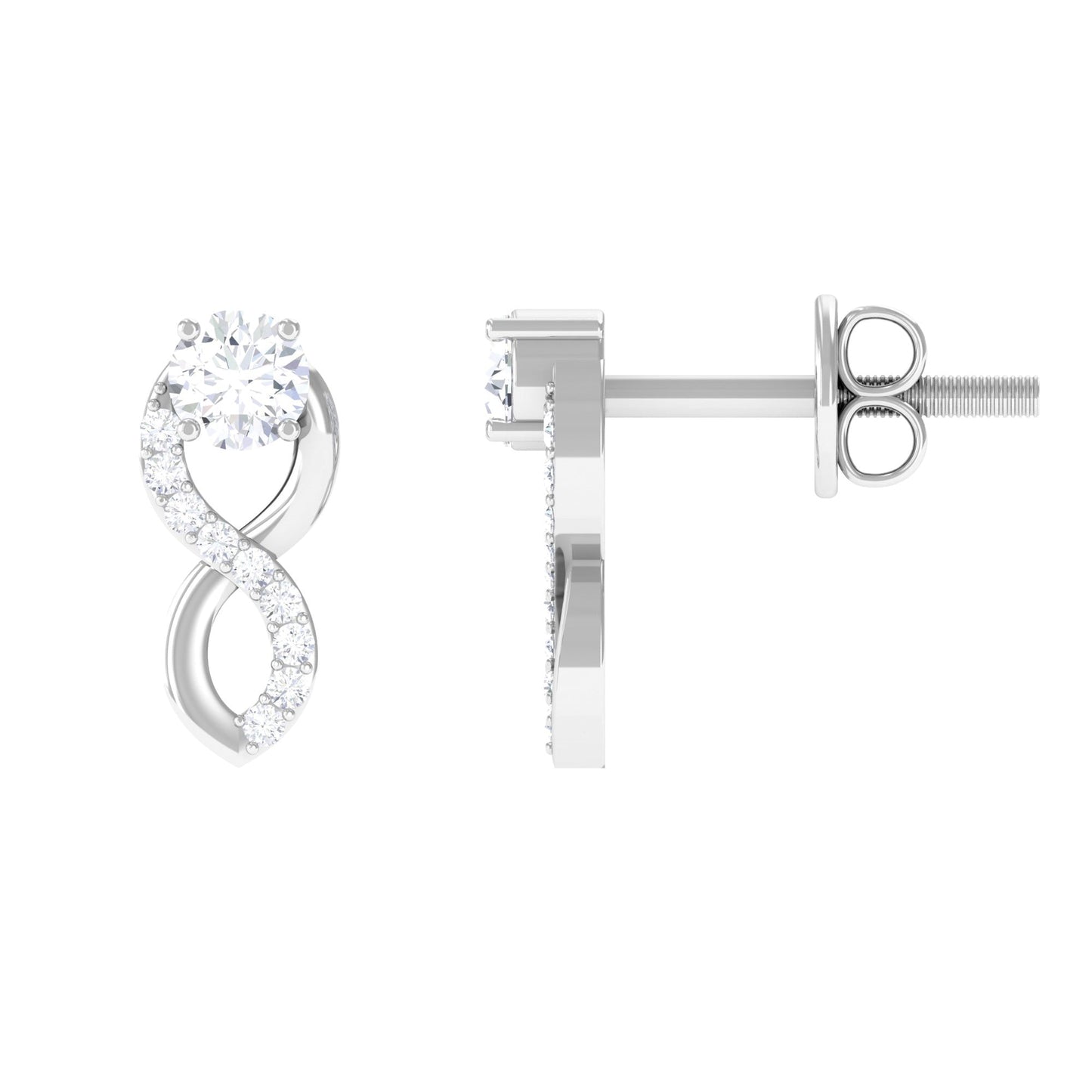 Certified Moissanite Infinity Stud Earrings for Women