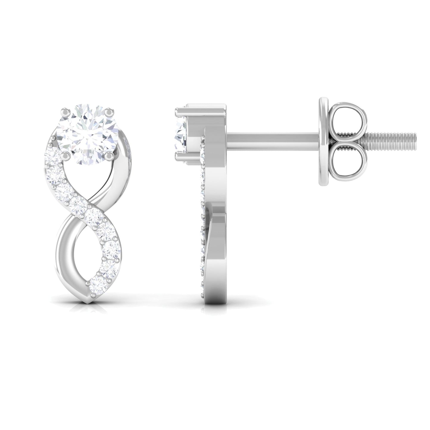 Certified Moissanite Infinity Stud Earrings for Women