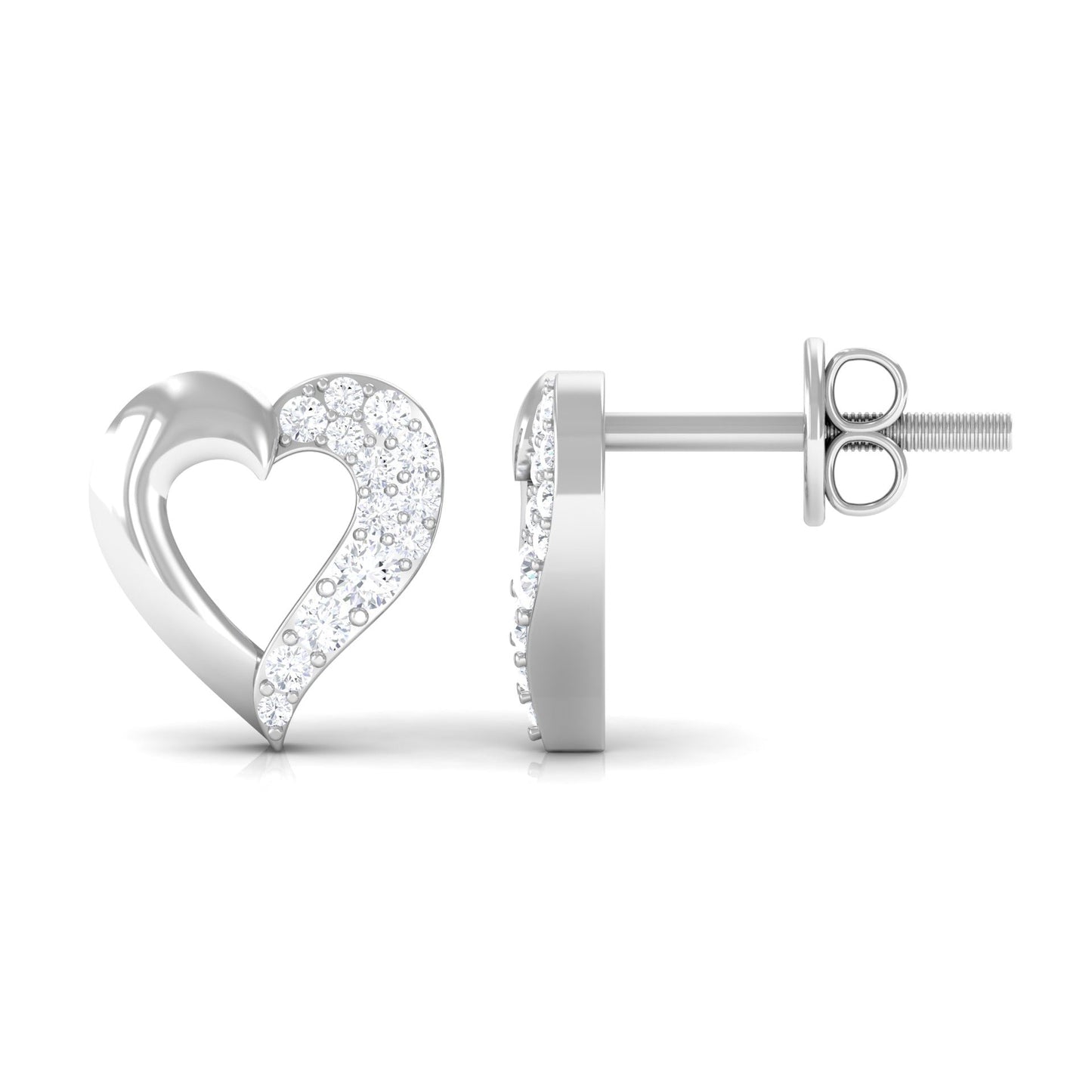 Certified Moissanite Heart Stud Earrings For Her