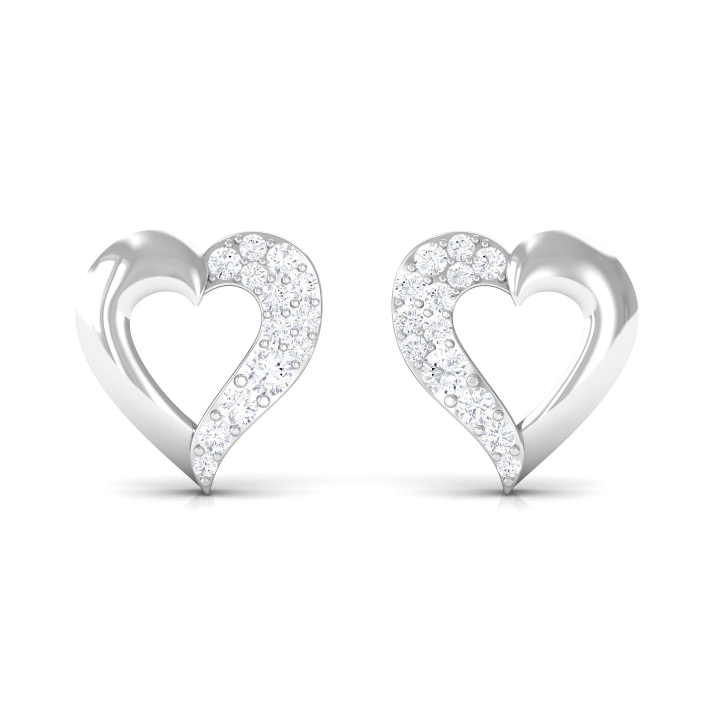 Certified Moissanite Heart Stud Earrings For Her