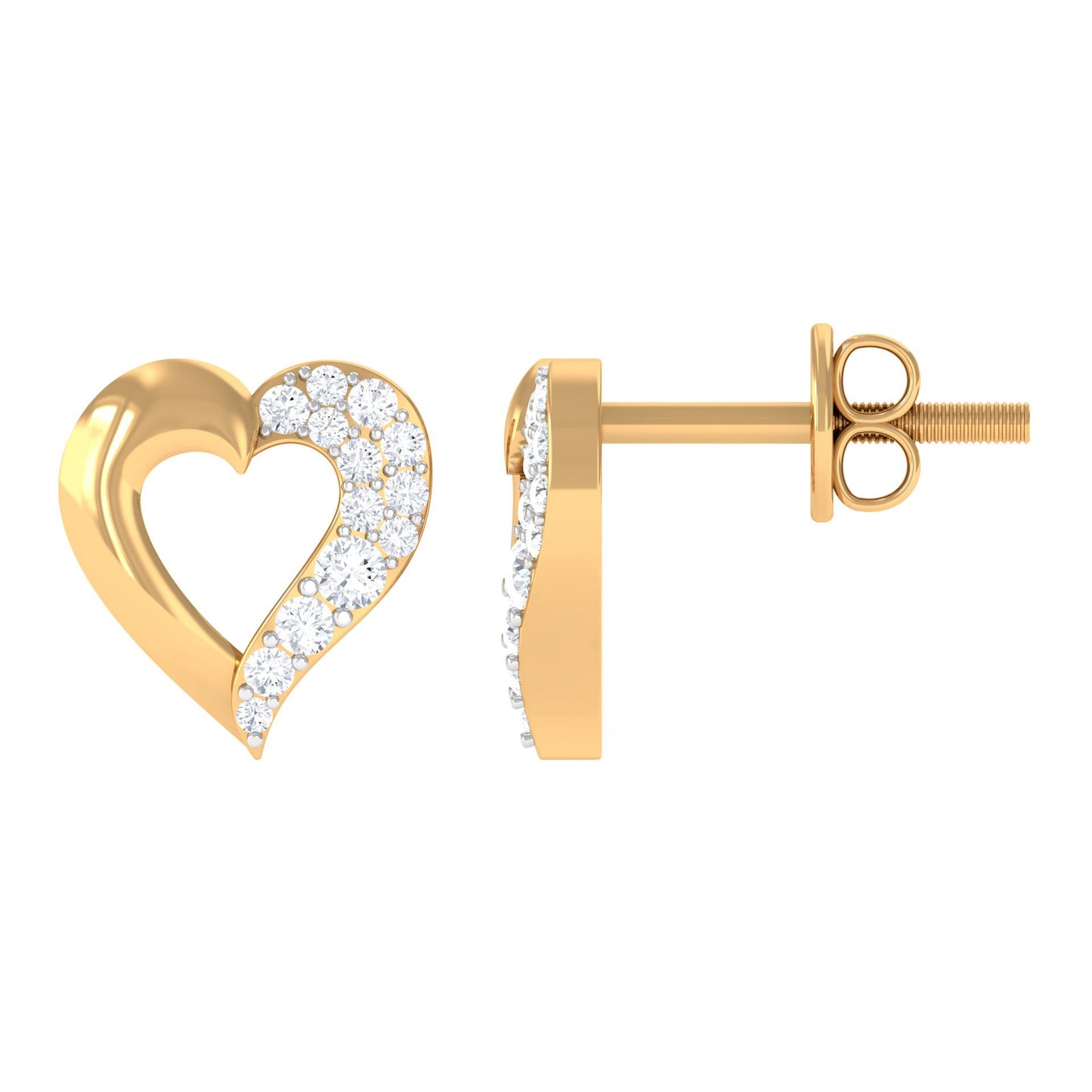 Certified Moissanite Heart Stud Earrings For Her