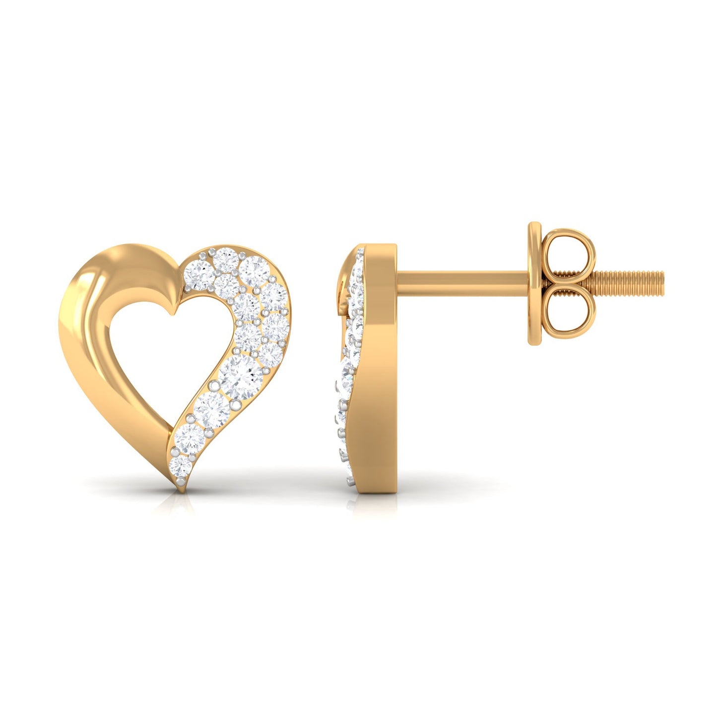 Certified Moissanite Heart Stud Earrings For Her