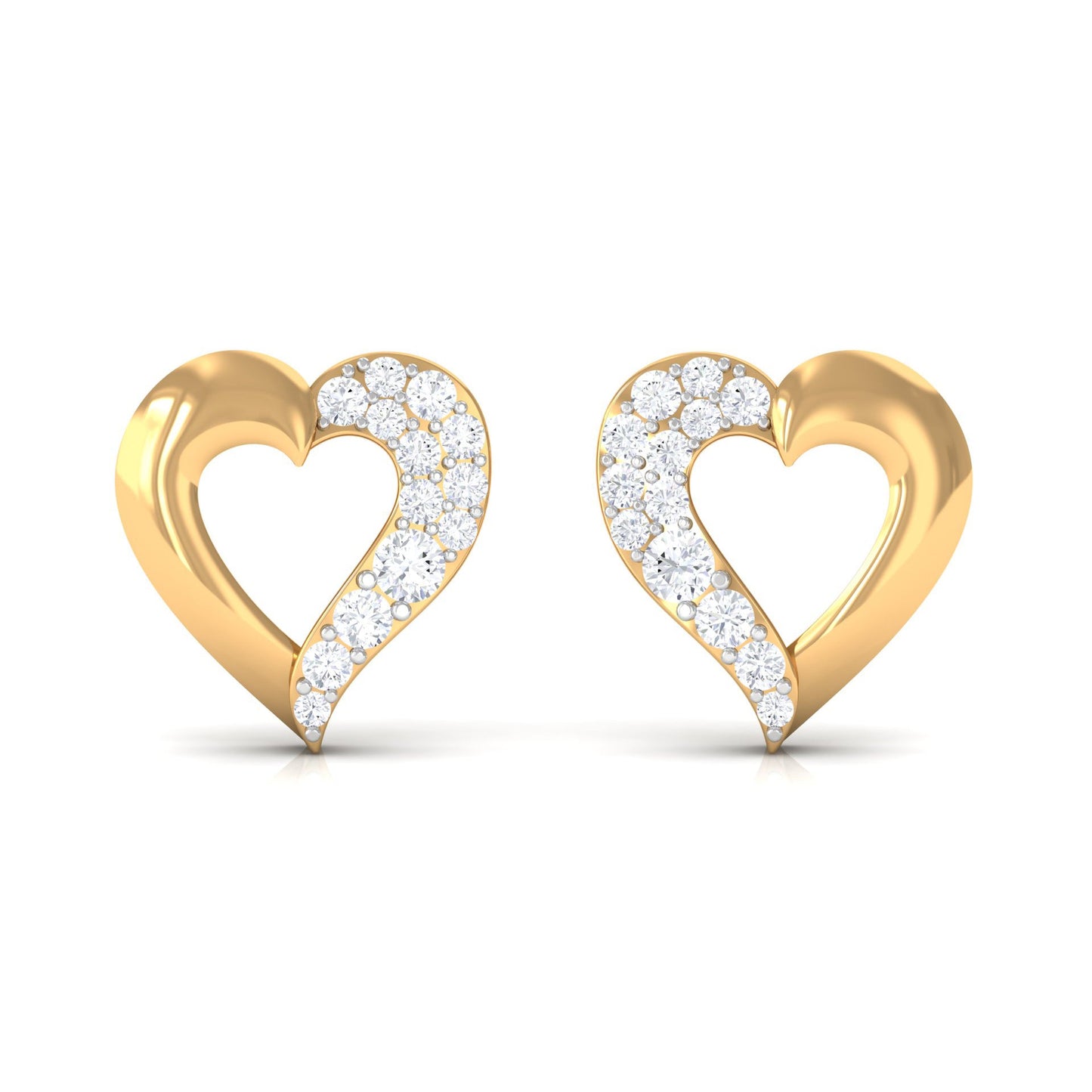 Certified Moissanite Heart Stud Earrings For Her