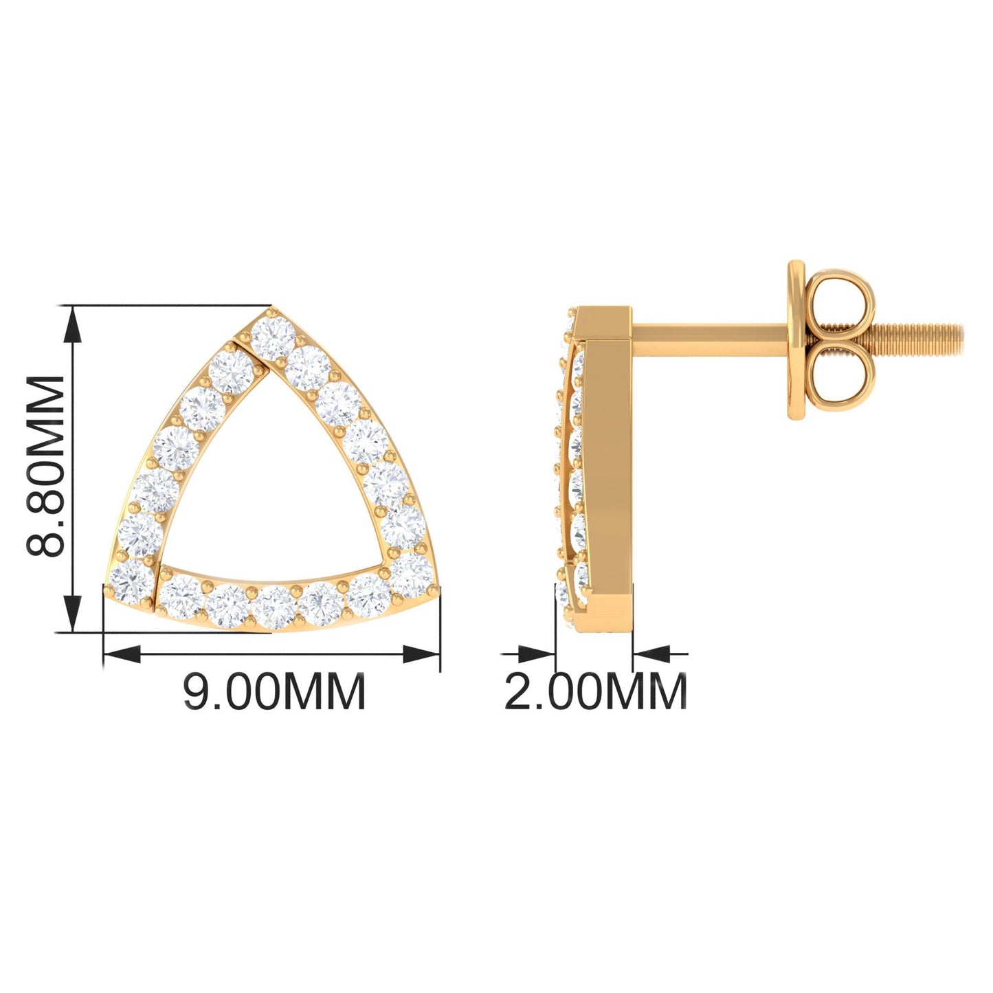 Certified Moissanite Triangle Stud Earrings for Women