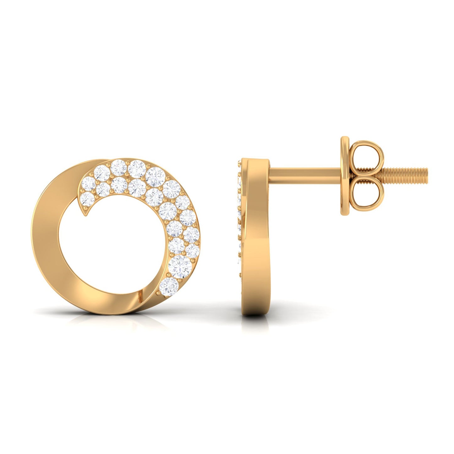 Certified Moissanite Circle Earrings with Screw Back