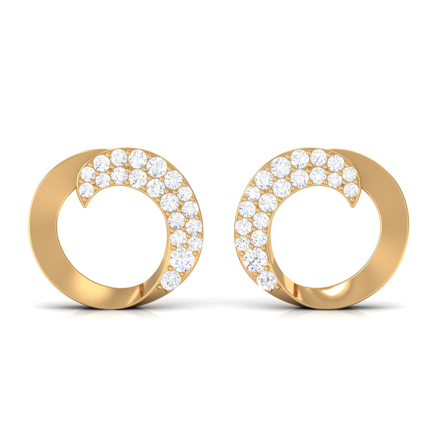 Certified Moissanite Circle Earrings with Screw Back