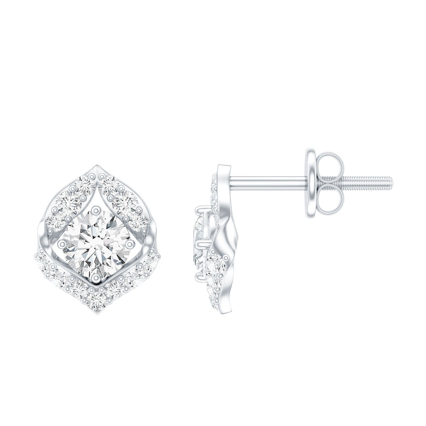 0.6 Carat Moissanite Petal Stud Earrings with Screw Back