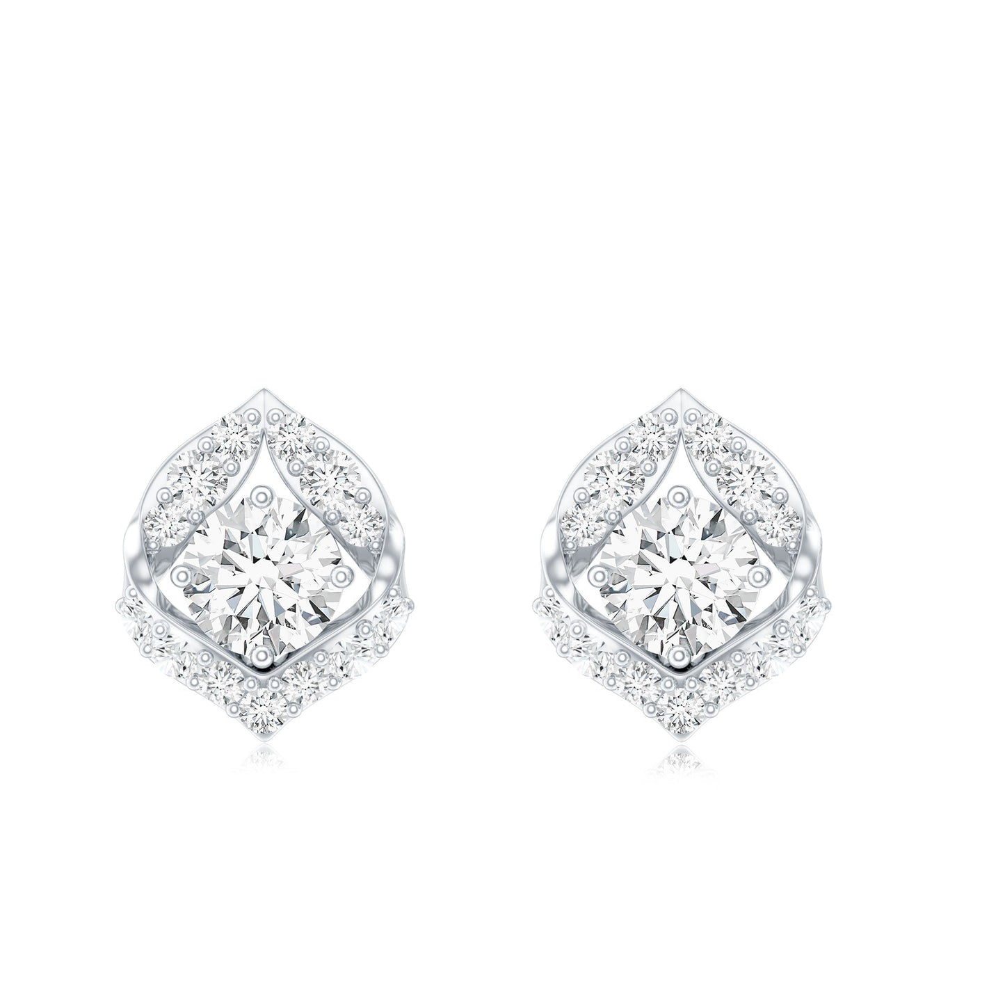 0.6 Carat Moissanite Petal Stud Earrings with Screw Back