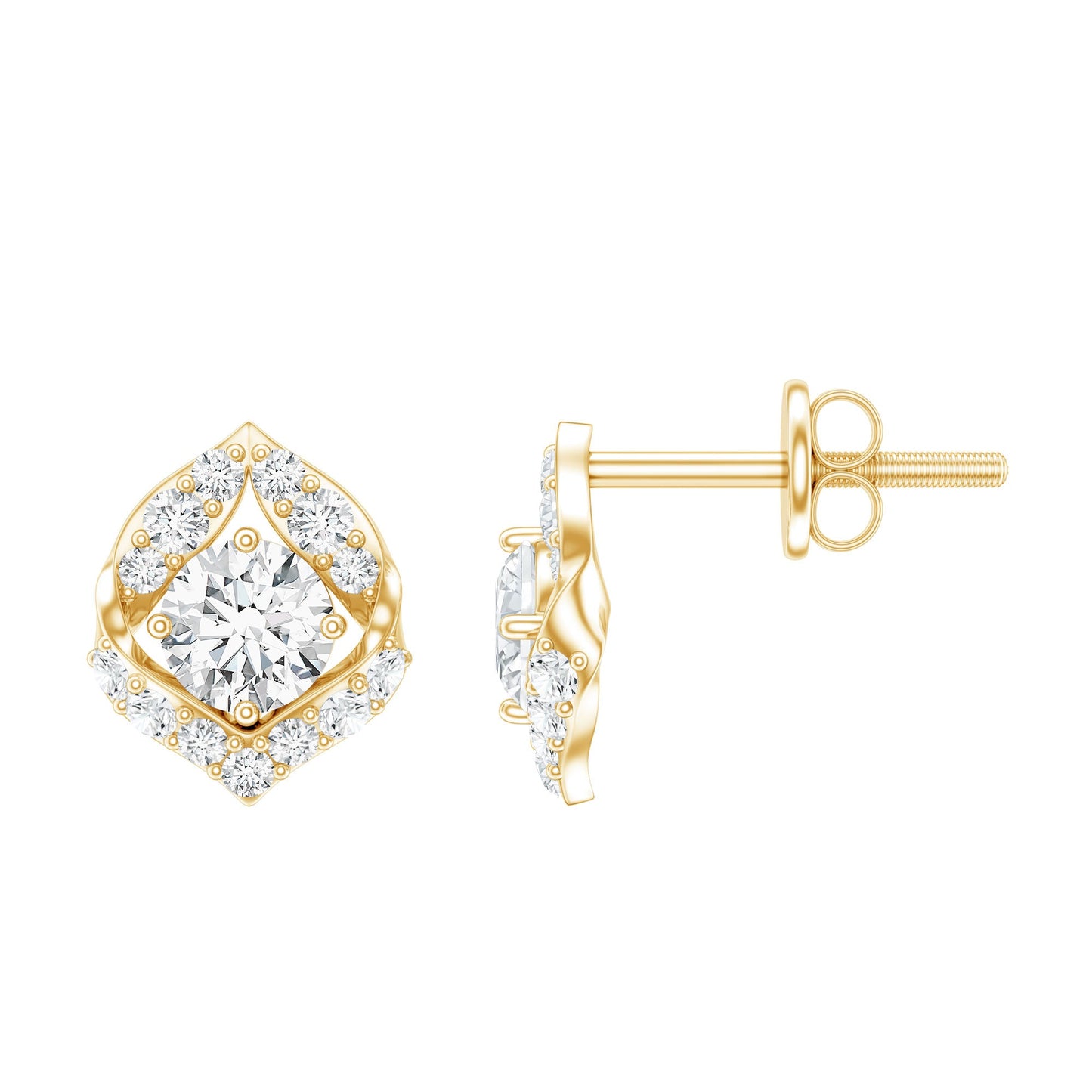 0.6 Carat Moissanite Petal Stud Earrings with Screw Back