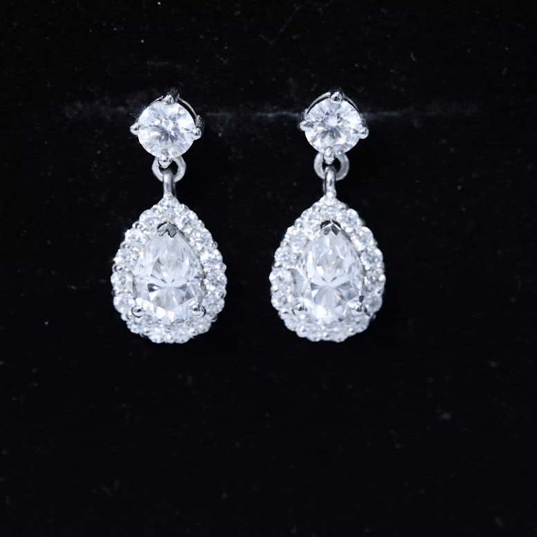 1.5 Carat Moissanite Bridal Dangle Earrings in Prong Setting