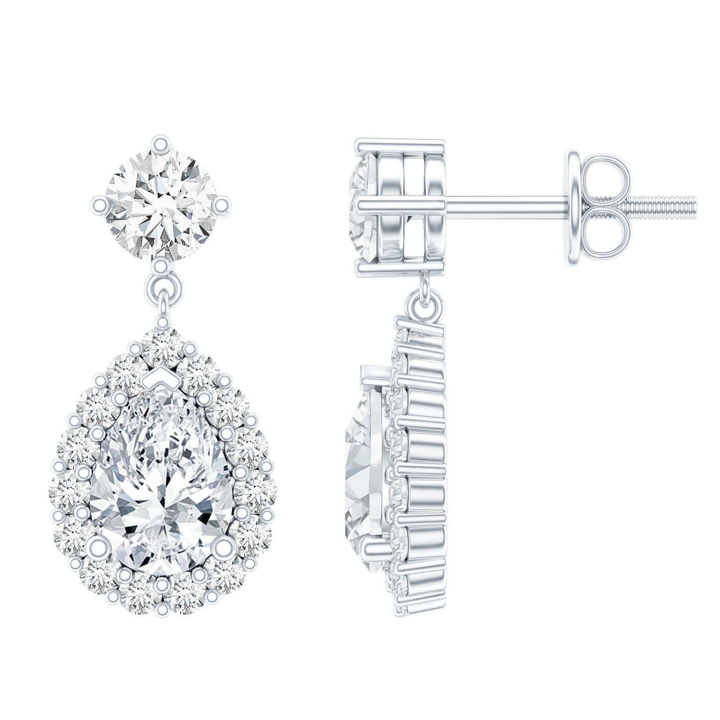 1.5 Carat Moissanite Bridal Dangle Earrings in Prong Setting