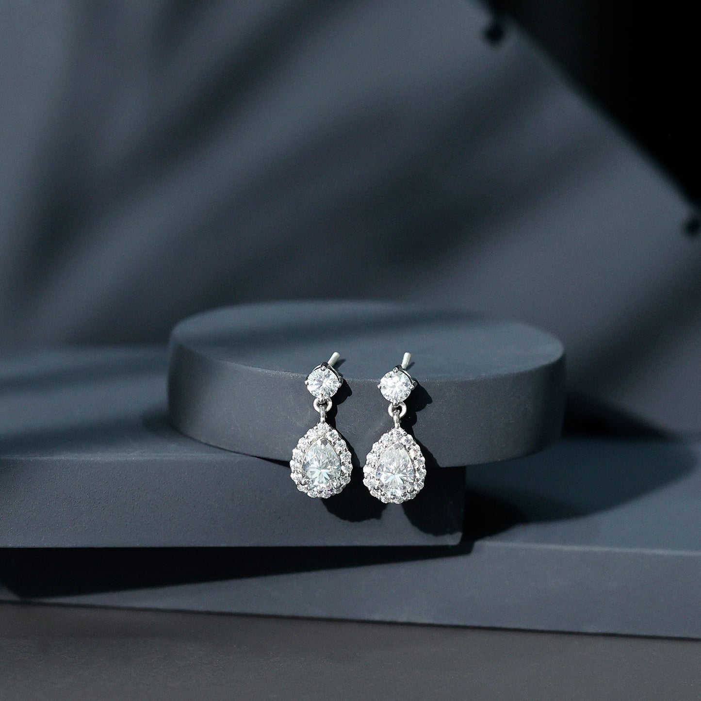 1.5 Carat Moissanite Bridal Dangle Earrings in Prong Setting