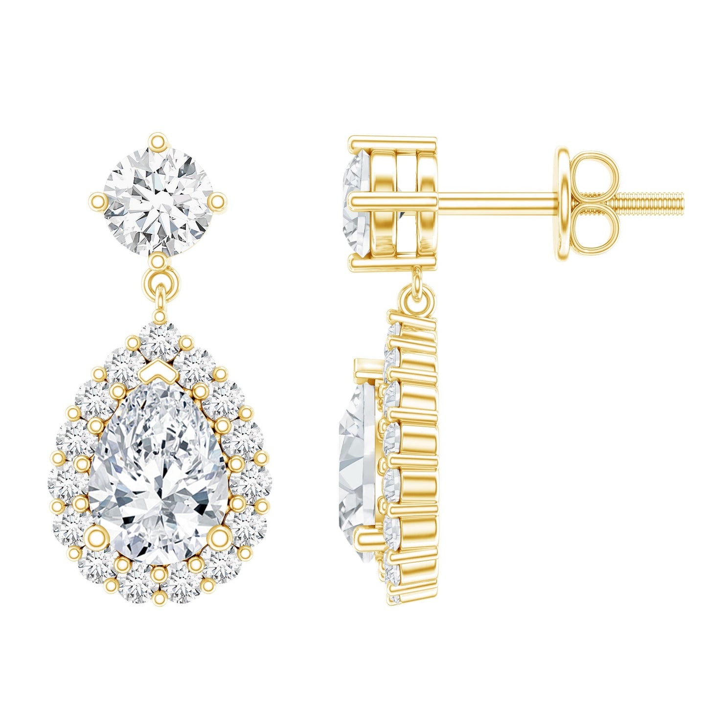 1.5 Carat Moissanite Bridal Dangle Earrings in Prong Setting