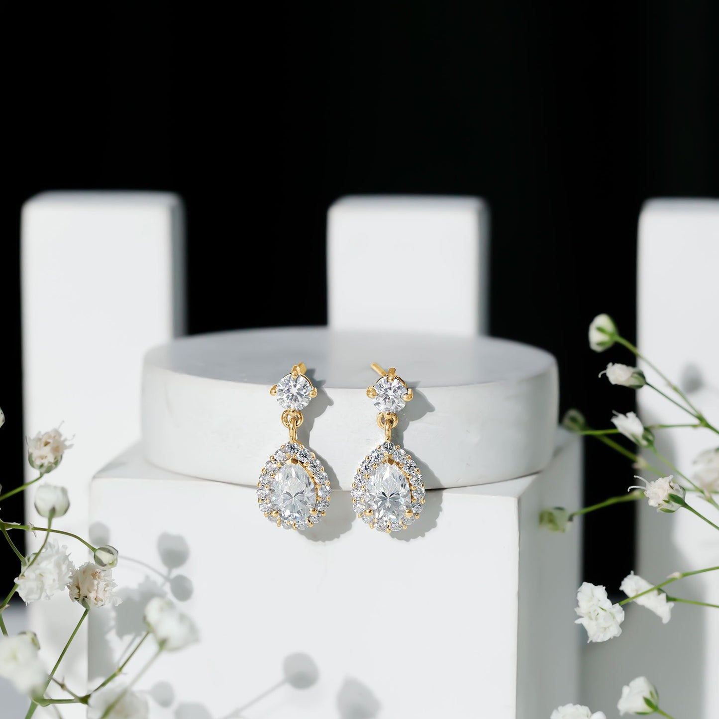 1.5 Carat Moissanite Bridal Dangle Earrings in Prong Setting